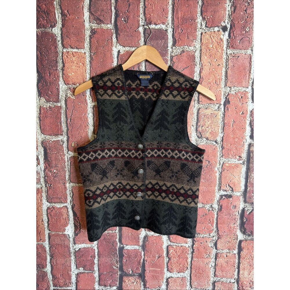 Woolrich Multicolor Patterned Wool Vest - Green, Brown, Red